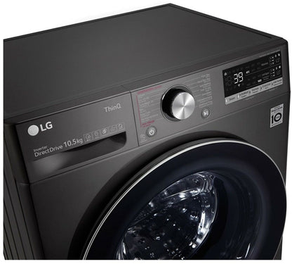 LG - Washing machine 10.5kg 1600trn BLACK STEEL eZDispenser Turbo360 AIDD WiFi 