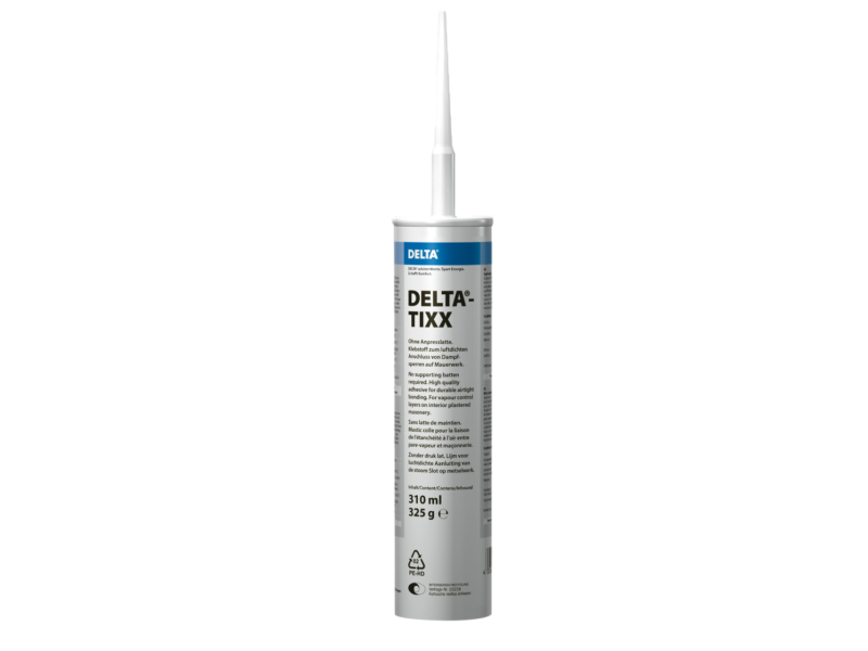 Delta-Tixx Elastische Lijm 310ml: Sterke elastische lijm van 310ml, geschikt voor diverse bouwtoepassingen.