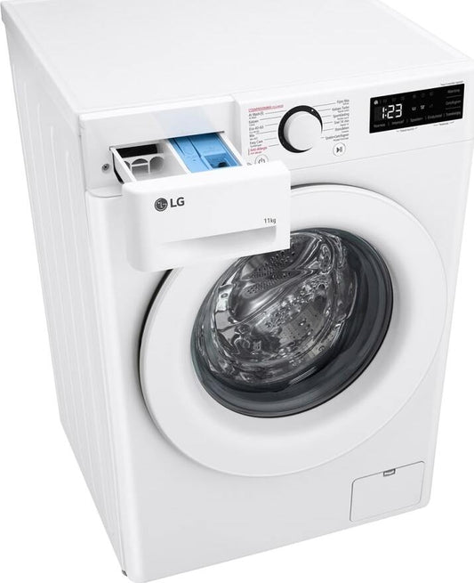 LG - Wasautomaat 11kg A-10% 1400trn CottonTurbo Steam White door