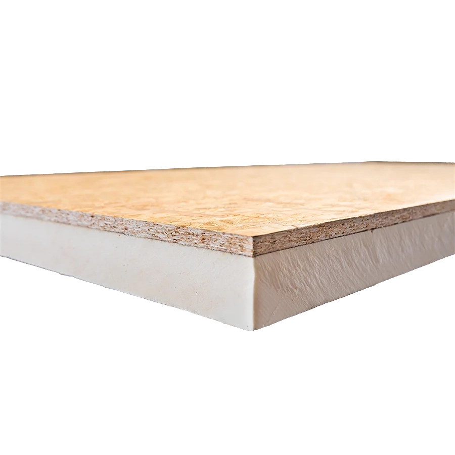 PIR+OSB 1200x600x100mm+9mm Rd:4,54 (=0,72m²): Isolatieplaat met OSB, afmetingen 1200x600x100mm, OSB-dikte 9mm, Rd-waarde van 4,54, geschikt voor 0,72m².