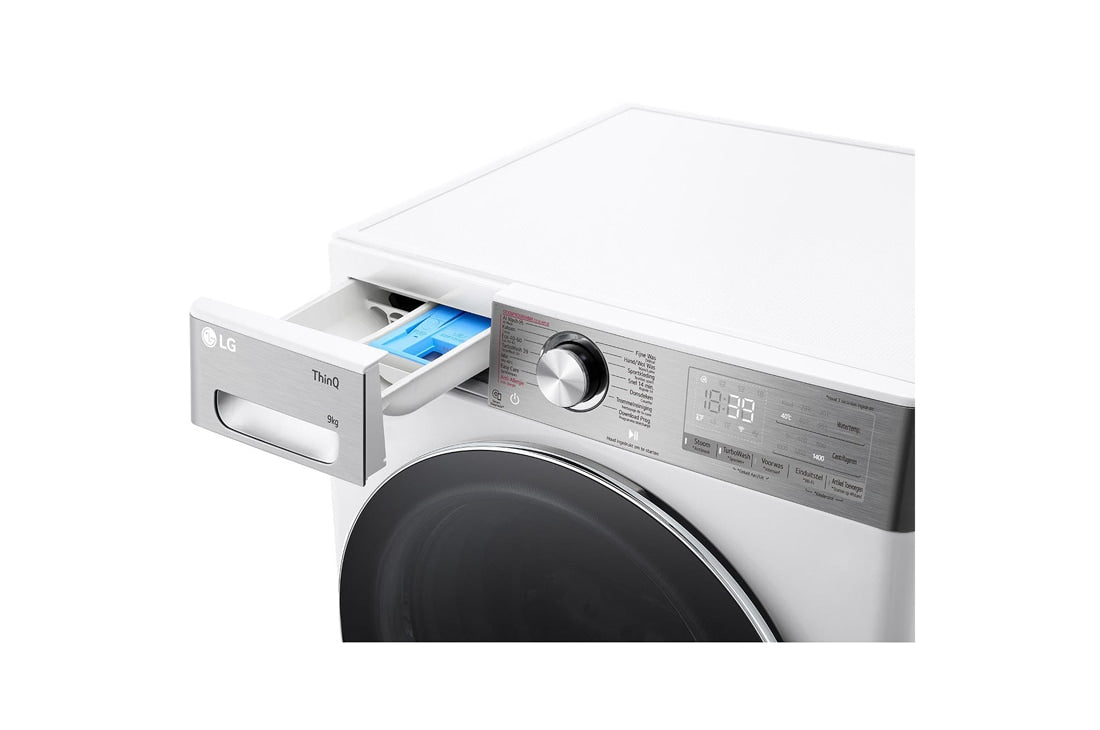 LG - Washing machine 9kg A-40% 1400trn TurboWash39 Steam+ Wifi Glass door 