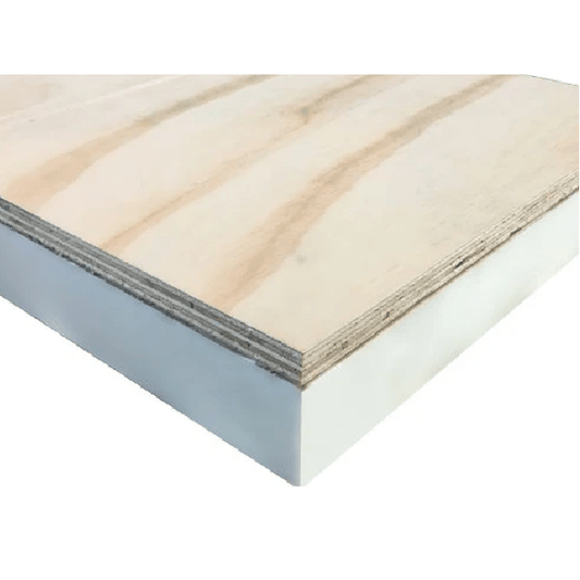 PIR + Underlayment 2440x600x30+18mm t&g Rd:1,36 (= 1,46 m²): Plaat met PIR en Underlayment, afmetingen 2440x600x30+18mm, Rd-waarde van 1,36, geschikt voor 1,46 m².